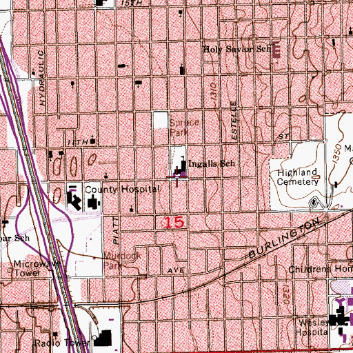 Topographic Map of Spaght Science and Communications Magnet Elementary School, KS