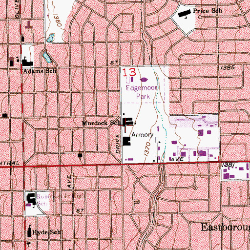 Topographic Map of Murdock School, KS