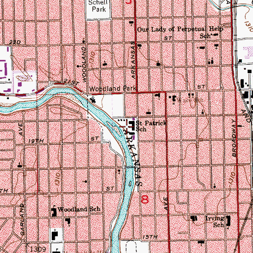 Topographic Map of Saint Patrick School, KS
