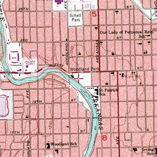 Topographic Map of Woodland Park, KS