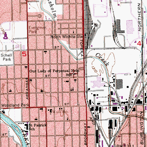 Topographic Map of Our Lady of Perpetual Help School (historical), KS