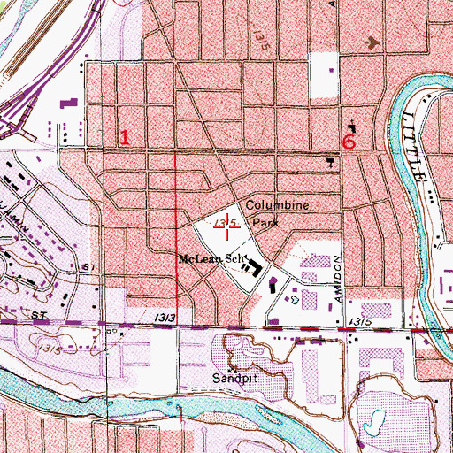Topographic Map of Columbine Park, KS
