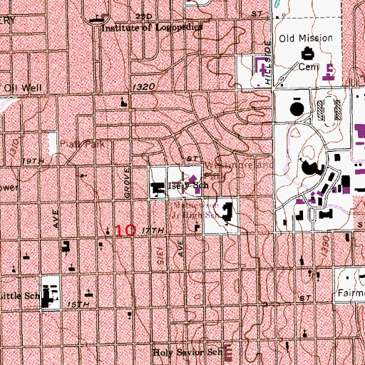 Topographic Map of Westmoreland Park, KS