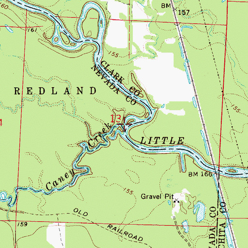 Topographic Map of Caney Creek, AR