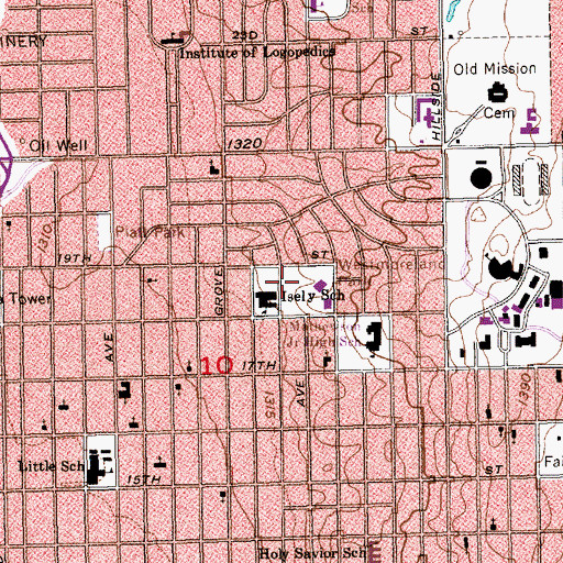 Topographic Map of Mueller Aerospace and Engineering Discovery Magnet Elementary School, KS