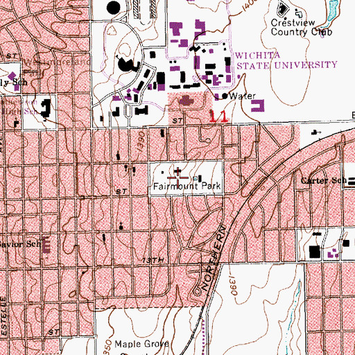 Topographic Map of Fairmount Park, KS