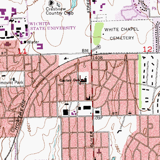 Topographic Map of Carter Elementary School (historical), KS