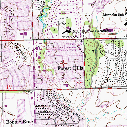 Topographic Map of Forest Hills, KS