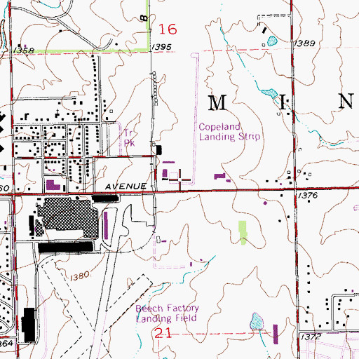 Topographic Map of Beech Factory Airport, KS