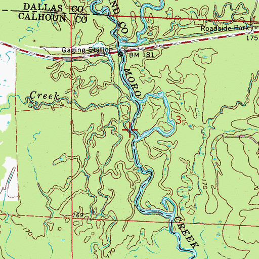 Topographic Map of Caney Creek, AR