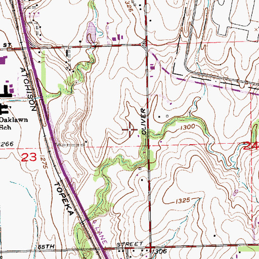 Topographic Map of Township of Riverside, KS