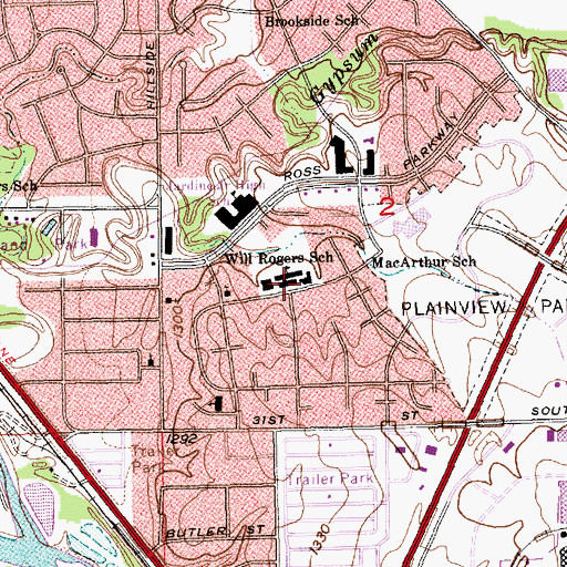 Topographic Map of Will Rodgers School, KS