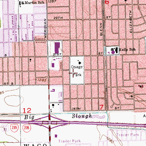 Topographic Map of Osage Park, KS