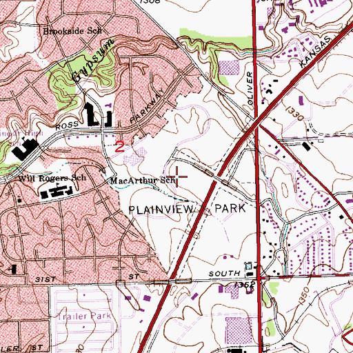 Topographic Map of MacArthur School (historical), KS