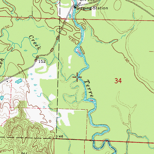 Topographic Map of Caney Creek, AR