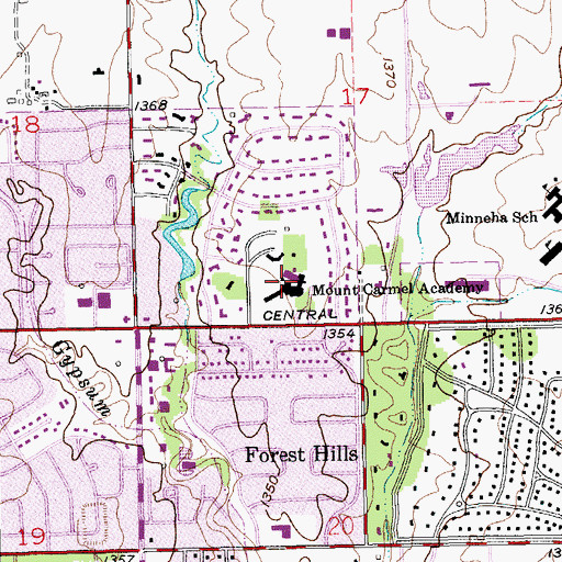 Topographic Map of Mount Carmel Academy, KS
