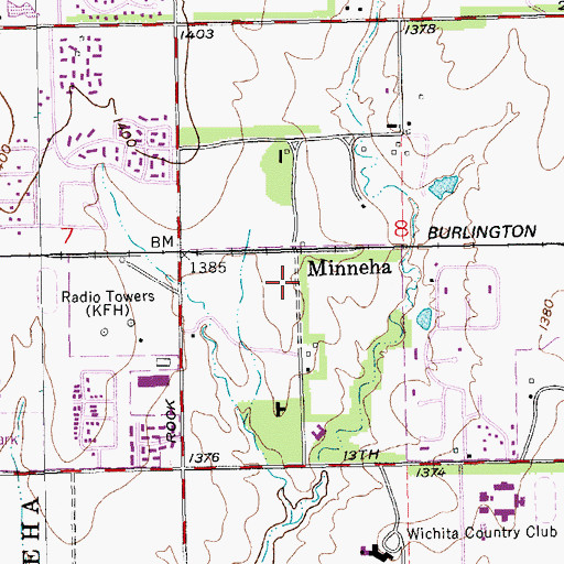Topographic Map of Minneha, KS
