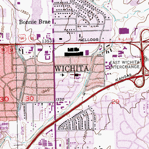 Topographic Map of Stearman Elementary School (historical), KS