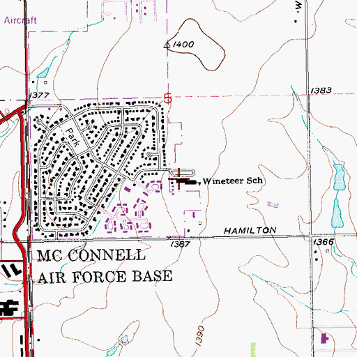 Topographic Map of Wineteer Elementary School, KS