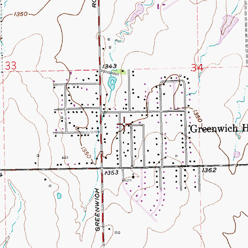 Topographic Map of Greenwich Heights, KS