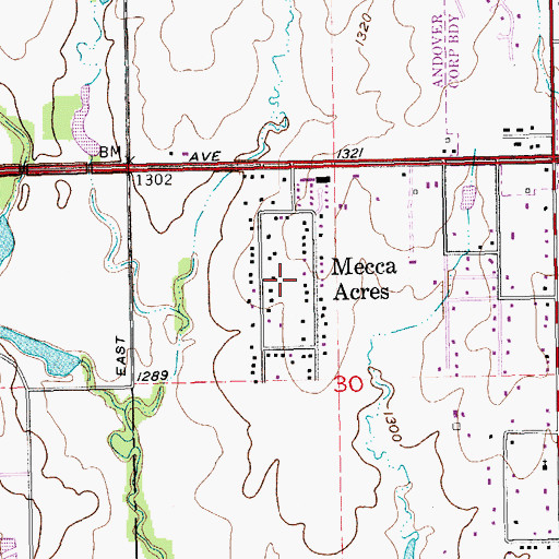 Topographic Map of Mecca Acres, KS