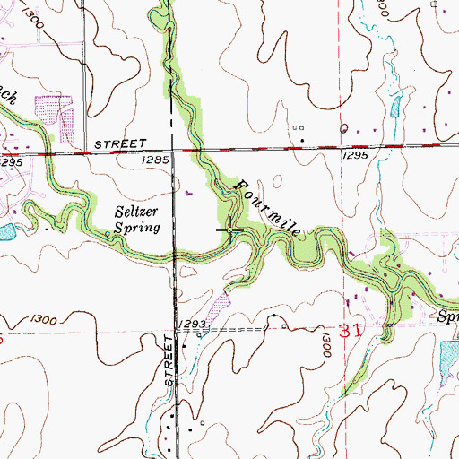 Topographic Map of Spring Branch, KS