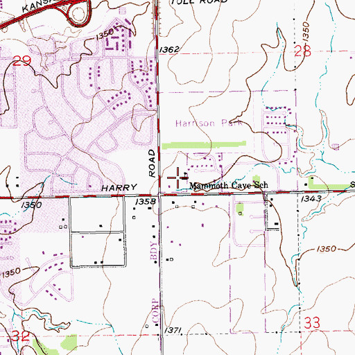Topographic Map of Mammoth Cave School, KS