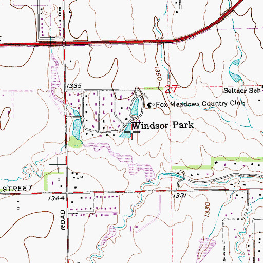 Topographic Map of Windsor Park, KS