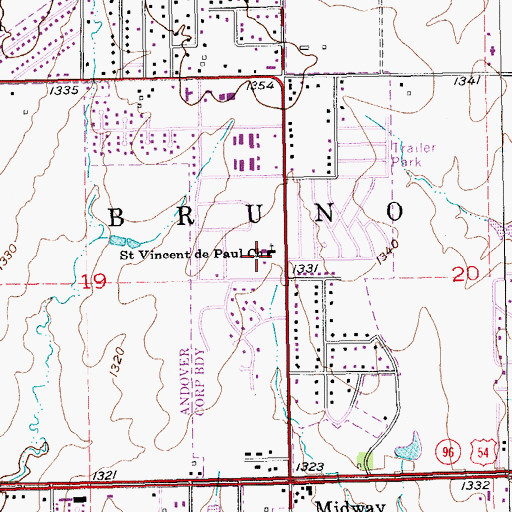 Topographic Map of Saint Vincent de Paul Catholic Church, KS