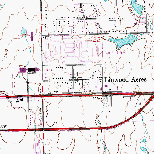Topographic Map of Linwood Acres, KS
