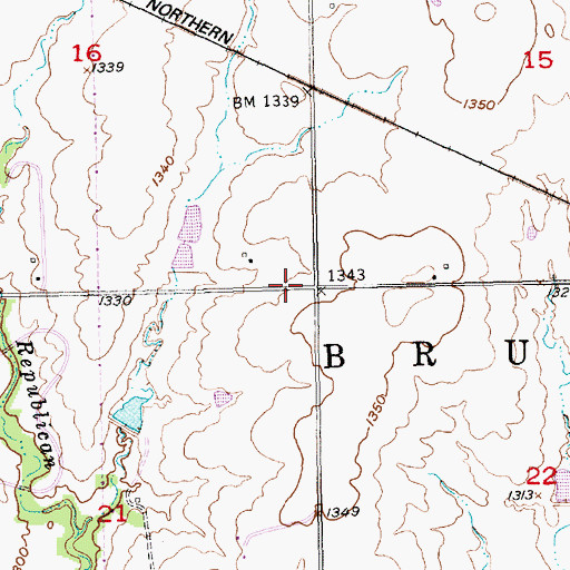 Topographic Map of Township of Bruno, KS