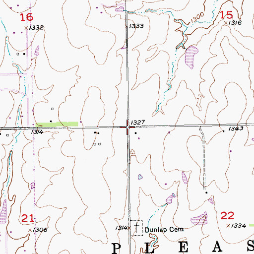 Topographic Map of Township of Pleasant, KS