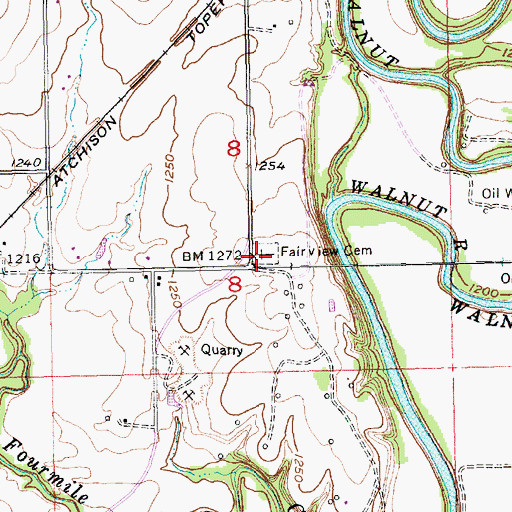 Topographic Map of Fairview Cemetery, KS
