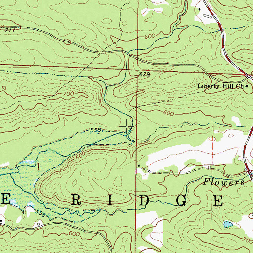 Topographic Map of Caney Creek, AR
