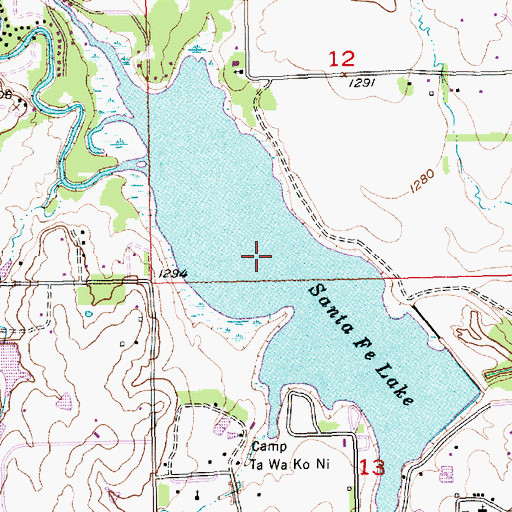 Topographic Map of Santa Fe Lake, KS