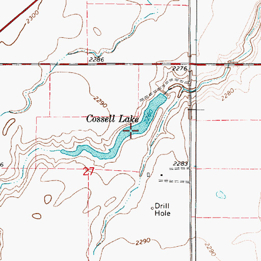 Topographic Map of Cossell Lake, KS