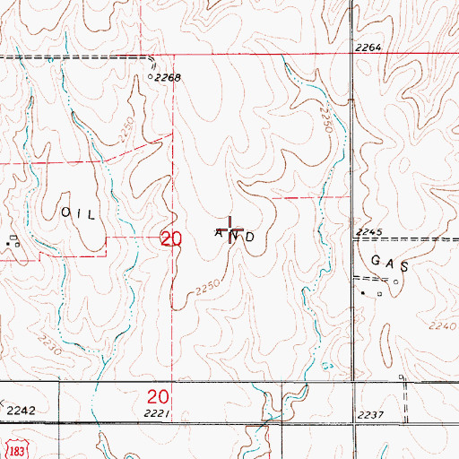 Topographic Map of Nichols Oil and Gas Field, KS