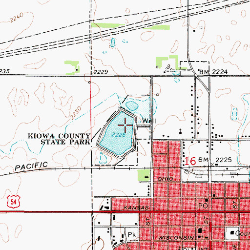 Topographic Map of Kiowa County State Park, KS