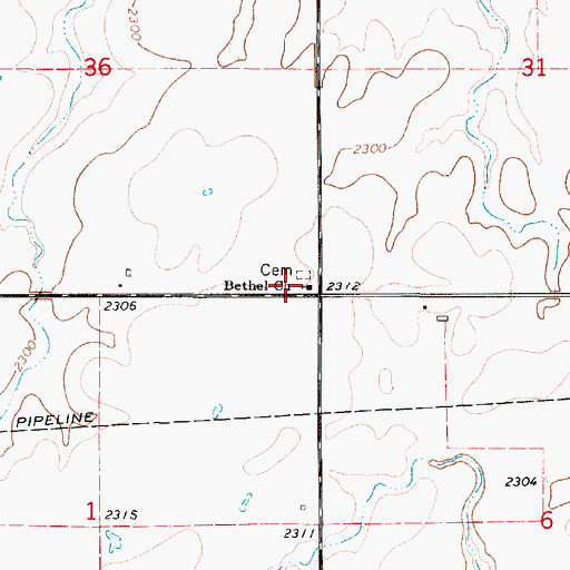 Topographic Map of Bethel Church of God in Christ, KS