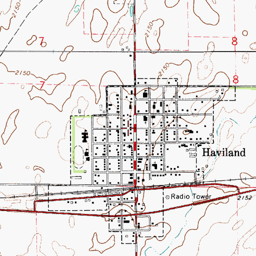 Topographic Map of Haviland, KS