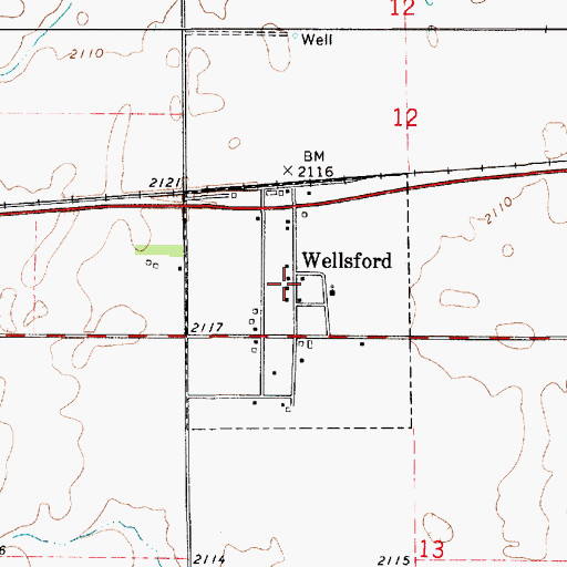 Topographic Map of Wellsford, KS