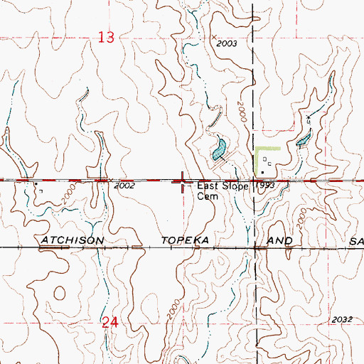 Topographic Map of East Slope Cemetery, KS