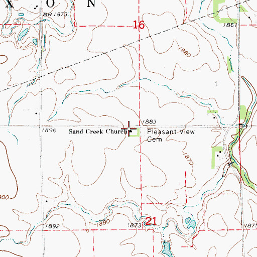 Topographic Map of Sand Creek Old German Baptist Brethren Church, KS