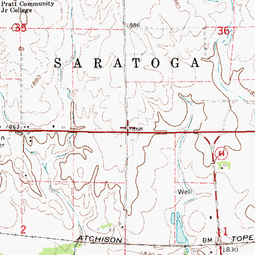 Topographic Map of Township of Saratoga (historical), KS