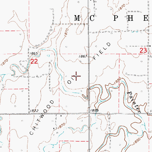 Topographic Map of Chitwood Oil Field, KS