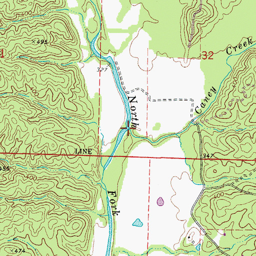 Topographic Map of Caney Creek, AR