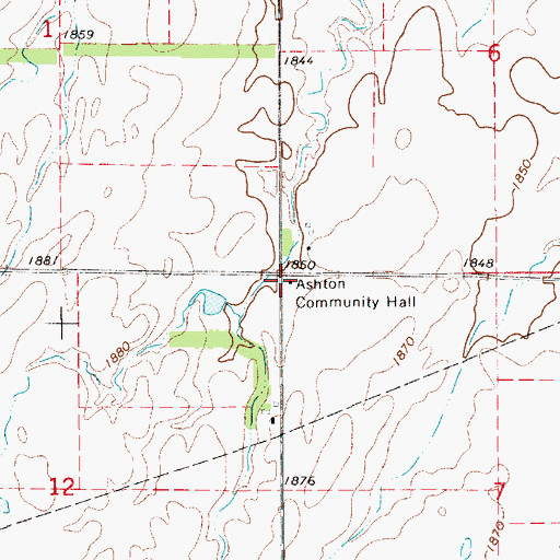 Topographic Map of Ashton Community Hall, KS
