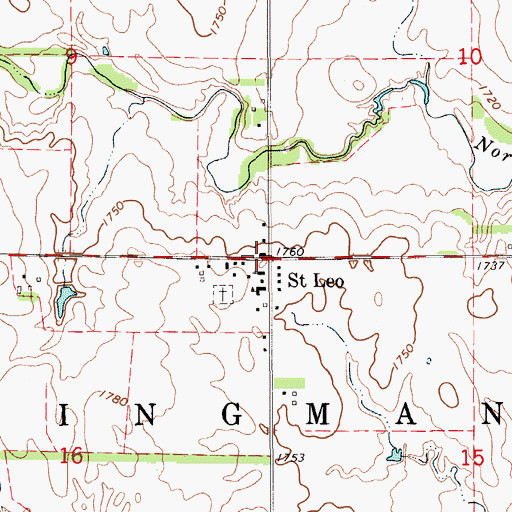 Topographic Map of Saint Leo, KS