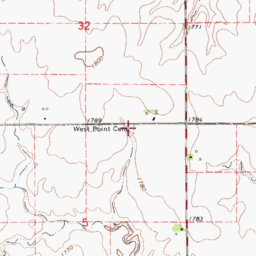 Topographic Map of West Point Cemetery, KS