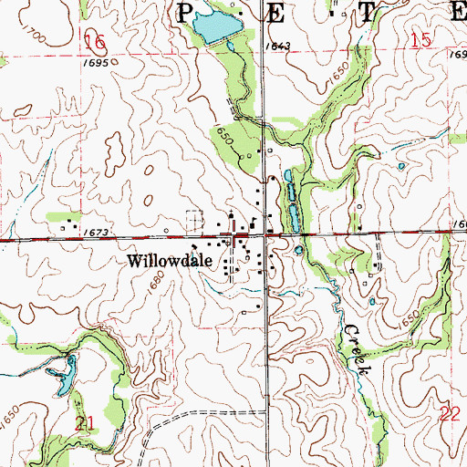 Topographic Map of Willowdale, KS